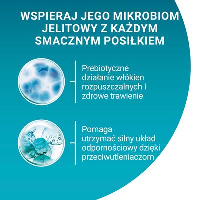 Wspieraj jego mikrobiom jelitowy z każdym smacznym posiłkiem. Prebiotyczne działanie włókien, zdrowe trawienie. Pomaga utrzymać silny układ odpornościowy dzięki przeciwutleniaczom.