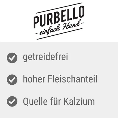 PURBELLO – einfach Hund. getreidefrei, hoher Fleischanteil, Quelle für Kalzium (texte en allemand)