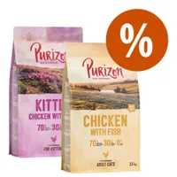 Set di transizione! Crocchette Purizon per gattini e per gatti adulti - 2,5 kg Kitten Pollo & Pesce + 2,5 kg Adult Pollo & Pesce