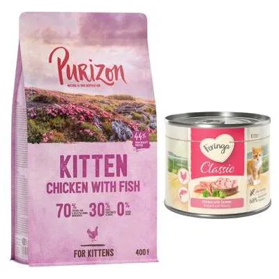 Prova-på-set! Purizon Kitten 400 g + Feringa våtfoder 6 x 200 g