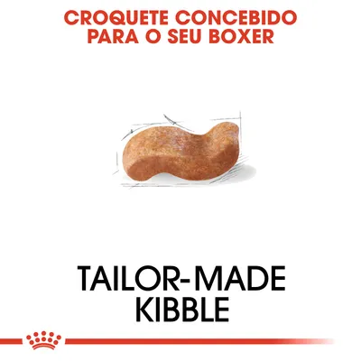 Croquete concebido para o seu Boxer. Tailor-made kibble. Imagem de um croquete individual com formato específico.