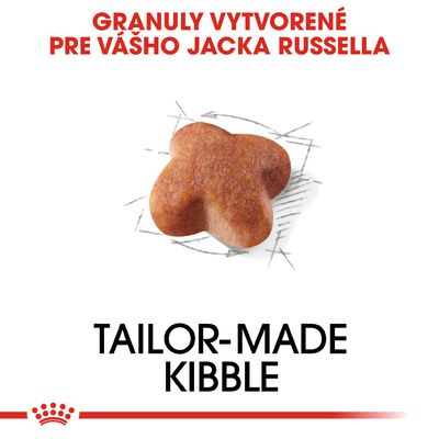 Granuly vytvorené pre vášho Jacka Russella. Tailor-made kibble. Zobrazená jedna granula špeciálneho tvaru.