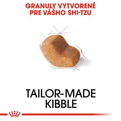 Granuly vytvorené pre vášho Shi-Tzu. TAILOR-MADE KIBBLE. Zobrazený tvar granule na bielom pozadí.