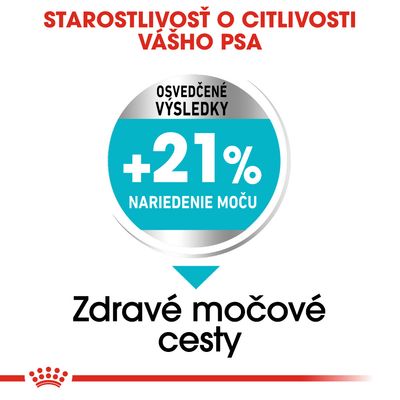 Starostlivosť o citlivosť psa, osvedčené výsledky: +21 % nariedenie moču, zdravé močové cesty.