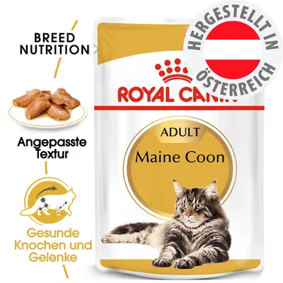 Royal Canin Adult Maine Coon, angepasste Textur, gesunde Knochen und Gelenke, hergestellt in Österreich, Breed Nutrition. Royal Canin Adult Maine Coon, angepasste Textur, gesunde Knochen und Gelenke, hergestellt in Österreich, Breed Nutrition.