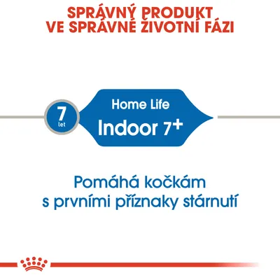 Home Life Indoor 7+, 7 let. Pomáhá kočkám s prvními příznaky stárnutí. Správný produkt ve správné životní fázi.