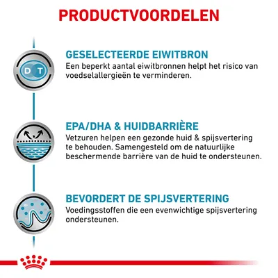 PRODUCTVOORDELEN: Geselecteerde eiwitbron, EPA/DHA & huidbarrière, bevordert de spijsvertering. Uitleg over verminderde allergieën, gezonde huid en evenwichtige spijsvertering.