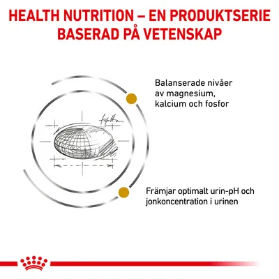 HEALTH NUTRITION – EN PRODUKTSERIE BASERAD PÅ VETENSKAP. Balanserade nivåer av magnesium, kalcium och fosfor. Främjar optimalt urin-pH och jonkoncentration i urinen.
