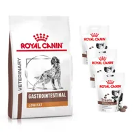 Royal Canin Veterinary Gastrointestinal + 3 x 230 g snack ingyen! - Low Fat (6 kg)