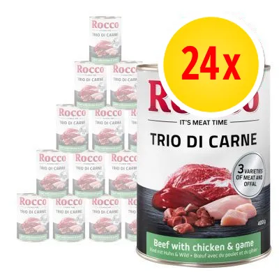 Rocco Classic Trio di Carne Multibuy 24 x 400g - Beef with Chicken & Veal