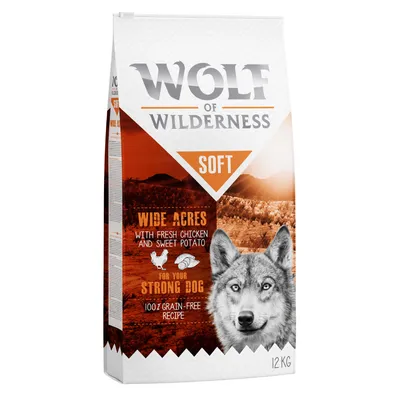 Wolf of Wilderness Soft Wide Acres met verse kip en zoete aardappel, 100% graanvrij recept, 12 kg.