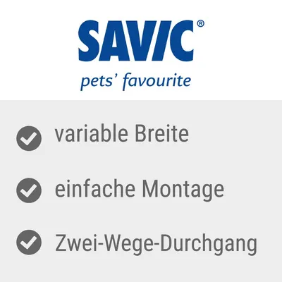 SAVIC pets’ favourite. variable Breite, einfache Montage, Zwei-Wege-Durchgang (texte en allemand).