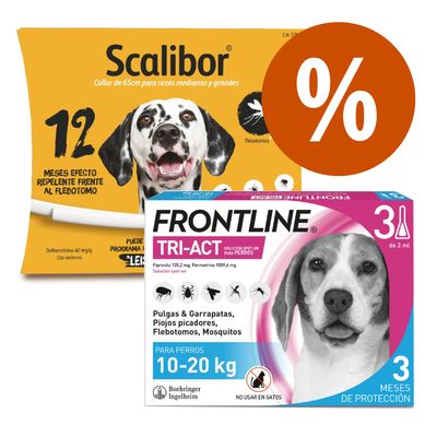 Pack de antiparasitarios: collar Scalibor + pipetas Frontline para perros Collar 48 cm + pipetas 2-5 kg