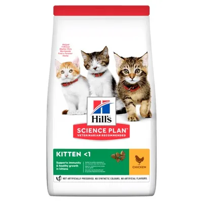 Hill's Science Plan Kitten <1 with chicken, supports immunity and healthy growth in kittens, not artificially preserved, no synthetic colours or artificial flavours.