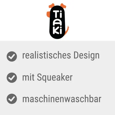 Tiaki. Realistisches Design, mit Squeaker, maschinenwaschbar.