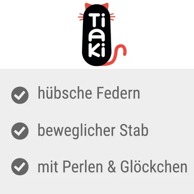 Tiaki. Hübsche Federn, beweglicher Stab, mit Perlen und Glöckchen.