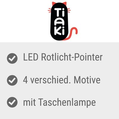 Tiaki LED Rotlicht-Pointer, 4 verschiedene Motive, mit Taschenlampe.