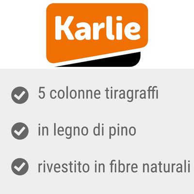 Karlie. 5 colonne tiragraffi, in legno di pino, rivestito in fibre naturali.