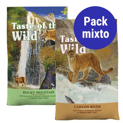Pack mixto Taste of the Wild para gatos 2 x 6.6 kg: Rocky Mountain (6.6 kg) + Canyon River (6.6 kg)