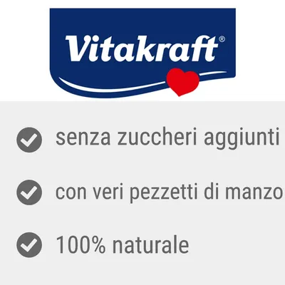 Vitakraft, senza zuccheri aggiunti, con veri pezzetti di manzo, 100% naturale