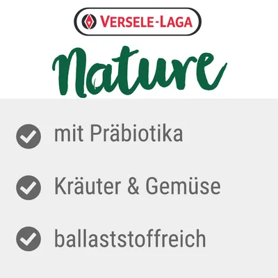 Versele-Laga Nature. Mit Präbiotika, Kräuter & Gemüse, ballaststoffreich.