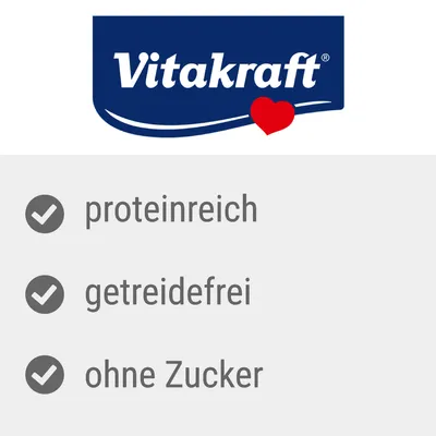 Vitakraft. Proteinreich, getreidefrei, ohne Zucker.