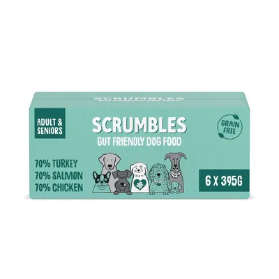Scrumbles Grain Free Variety Packs Wet Dog Food - Chicken, Salmon, Turkey (6 x 395g)