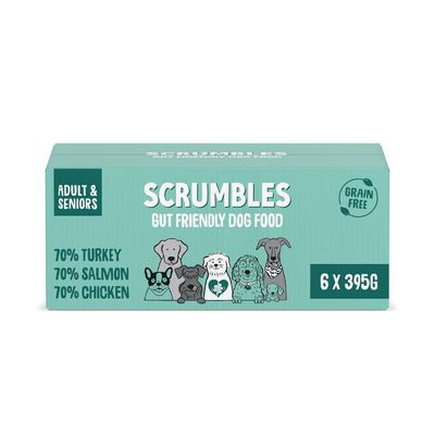Scrumbles Grain Free Variety Packs Wet Dog Food Chicken, Salmon, Turkey (6 x 395g)