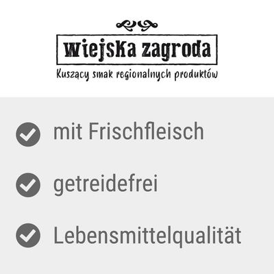 Wiejskazagroda. Mit Frischfleisch, getreidefrei, Lebensmittelqualität.