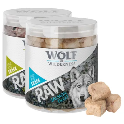 Wolf of Wilderness RAW snacks liofilizados - Pack de prueba mixto (2 tipos) - Cordero (50 g) + salmón (70 g)