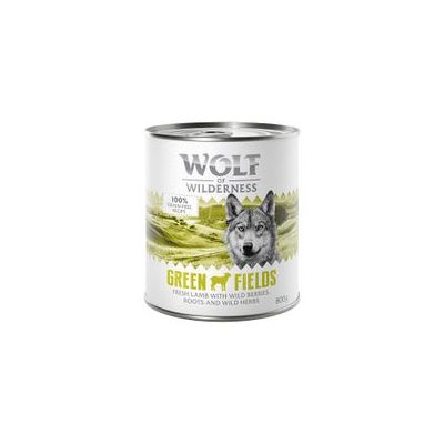Wolf of Wilderness Green Fields, 100% getreidefreie Rezeptur, frisches Lamm mit Wildbeeren, Wurzeln und Wildkräutern, 800g Dose.