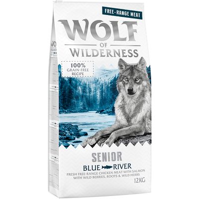 Wolf of Wilderness Senior "Blue River" - Freilandhuhn & Lachs 12 kg
