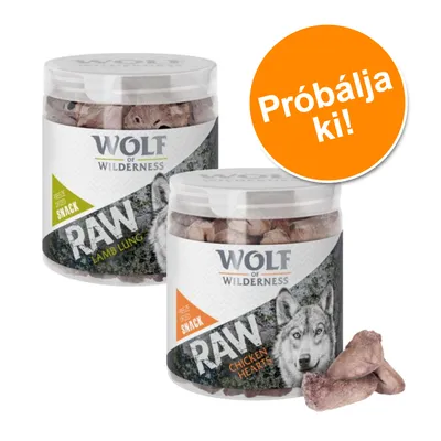 Wolf of Wilderness RAW kutyajutalomfalat: Lamb Lung és Chicken Hearts, fagyasztva szárított snack. Narancssárga körben: Próbálja ki!