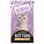1.5kg pack labelled for all breeds, indoor and outdoor, kitten chicken and rice food. Text: natural nutrition for a long healthy life.