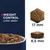 Croquettes Weight Control Large Breed, dimensions visibles : 17 mm de diamètre, 8,5 mm d’épaisseur. Bol rempli de croquettes à gauche.