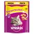 Envase Whiskas Knuspertaschen MEGA PACK 180g, con texto en alemán: mit Huhn und Käse, <2 kcal, imagen de gato y snacks rellenos. Marca Whiskas visible.