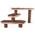 Wooden platform with three levels made of natural wood, suitable for small animals. Structure made of tree trunks and wooden boards.