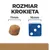 Rozmiar krokieta: 11 mm, porównanie z kostką do gry 16 mm. Widoczny pojedynczy krokiet i niebieska kostka.