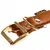 Eheim brown leather collar with gold-coloured metal buckle and rings, visible stitching and rivets, Eheim brand tag attached