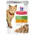 Science Plan Senior Vitality Mature Adult 7+ chicken chunks and gravy, speciality food for mature pets, shown in a pouch with product pieces in a bowl.