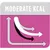 Moderate kcal feature with a chart showing three downward arrows, indicating controlled calorie content.