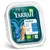 Yarrah Bio Organic Chunks mit Huhn, Hering & Spirulina. MSC-zertifiziert, Getreidefreie Rezeptur, 100g. EU-Bio-Siegel und Better-Leven-3-Sterne-Zertifikat sichtbar.