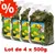 Lot de 4 sachets JR Farm Löwenzahn Dandelion, 500 g chacun. Texte visible : Lot de 4 x 500g. Illustration de pissenlits et petits animaux sur l’emballage. Lot de 4 sachets JR Farm Löwenzahn Dandelion, 500 g chacun. Texte visible : Lot de 4 x 500g. Illustration de pissenlits et petits animaux sur l’emballage.