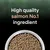 High quality salmon is the number one ingredient, shown above a bowl of dry pet food.