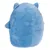 Pluche speelgoed in blauw met oren en kleine armen, achteraanzicht.