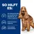So hilft es: Diese Nahrung unterstützt gesunde Haut und glänzendes Fell, fördert eine gesunde Hautbarriere und optimale Kotbeschaffenheit. Hund abgebildet.