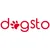 dogsto. Markenname mit roter Pfote als Teil des Schriftzugs.
