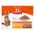 Hill's Science Plan Poultry Selection за котки Adult 1–6, 12×85 г паучове: 6 с пиле, 6 с пуешко. Chunks & Gravy. Видими текстове на английски и изображение на котка.