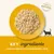 Pileća prsa, pileći temeljac, riža. 100% NATURAL INGREDIENTS. KEY ingredients. Prikaz hrane na žutom tanjuru, silueta mačke.