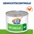 Hill's Prescription Diet Metabolic natvoer voor honden, gewichtscontrole, afbeelding van kip, groene label op blik. Hill's Prescription Diet Metabolic natvoer voor honden, gewichtscontrole, afbeelding van kip, groene label op blik.